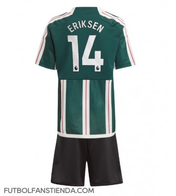 Manchester United Christian Eriksen #14 Segunda Equipación Niños 2023-24 Manga Corta (+ Pantalones cortos)